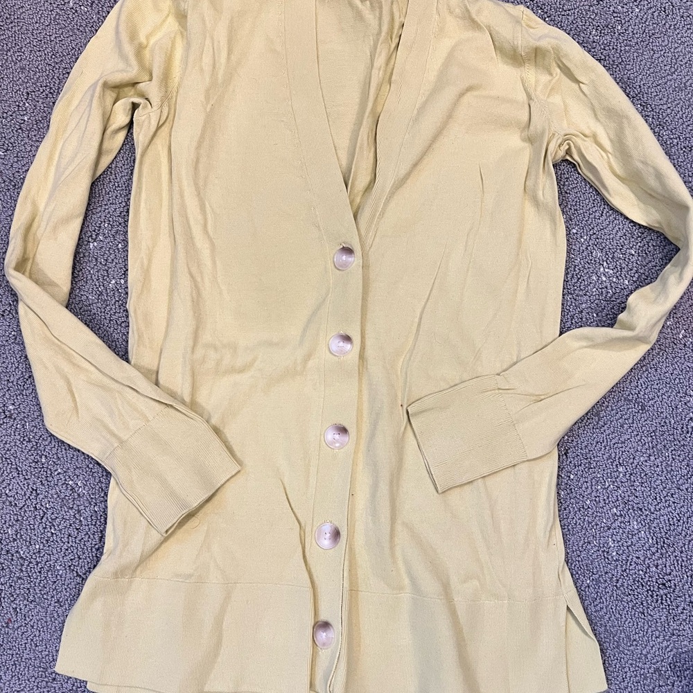 LOFT Yellow Button-Up Cardigan